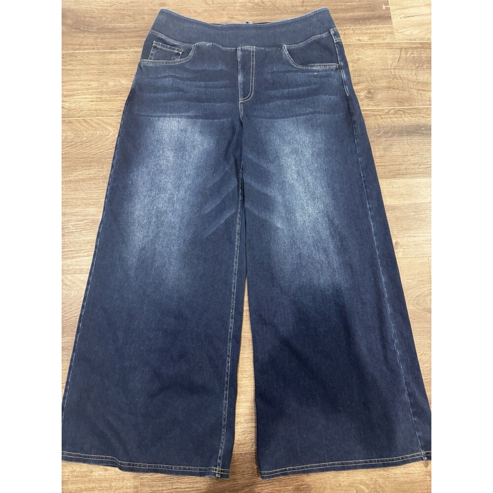 Halara Flex Denim Jeans Womens XL Petite Wide Leg High Rise Dark Wash NWT